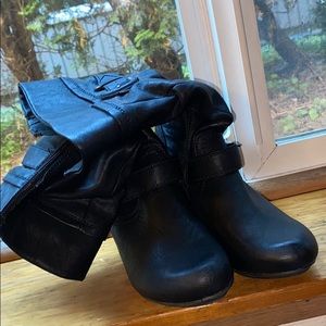Black leather boots